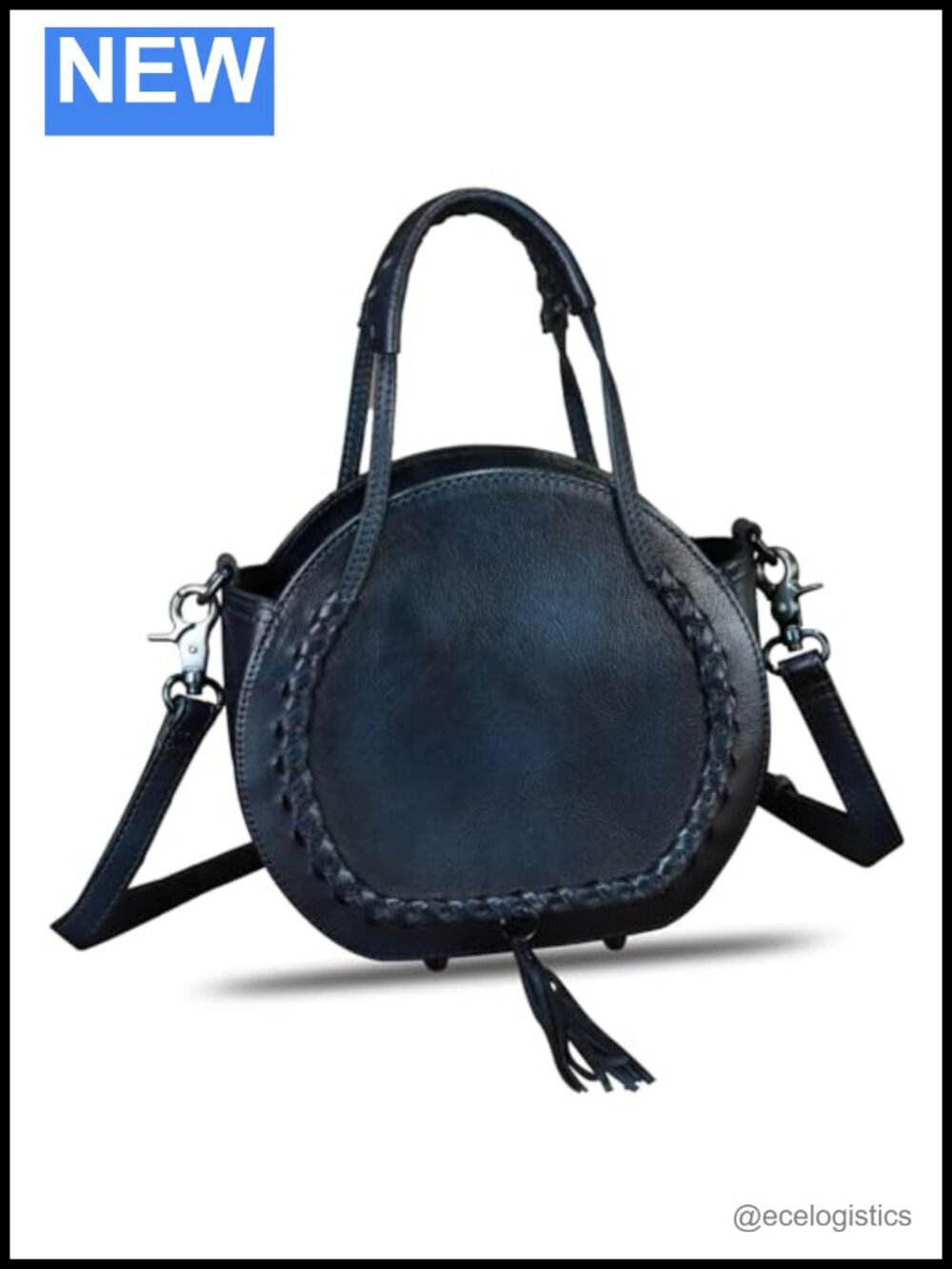 Genuine Leather Handbag Women Crossbody Satchel Round Shoulder Purse
